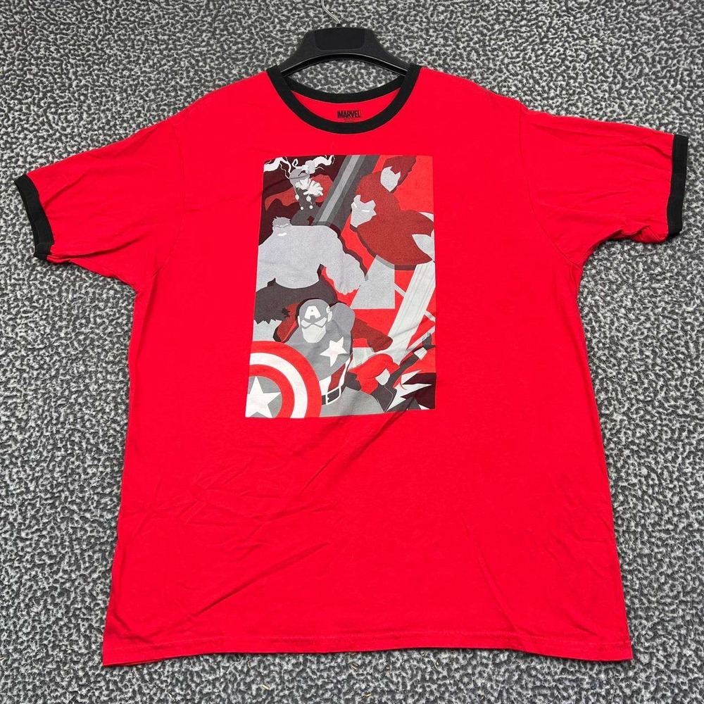 Marvel Avengers Graphic Shirt Men 2X Red Black Crew Neck Short Sleeve Cotton